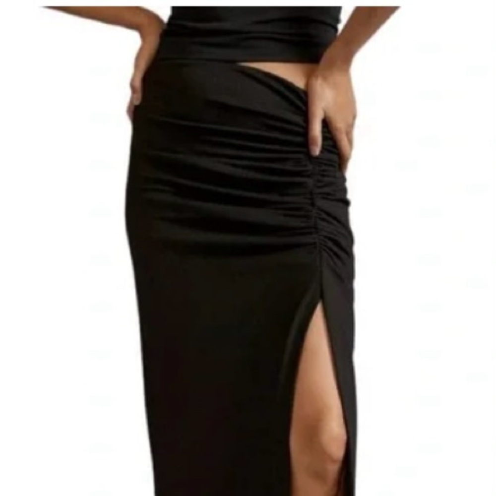 Anthropologie Black Pencil Skirt touched with side Slit